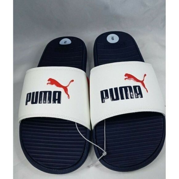 Puma Cool Cat Men\'s Slides Size‎ US 9 White-High Risk Red-Peacoat 371023 15 New main image 6